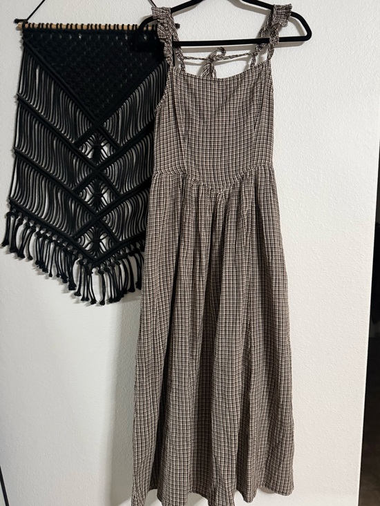 aerie Dresses & Skirts - Plaid Midi Sundress in Black & Brown gingham